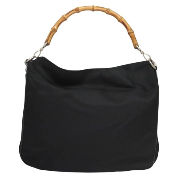 GUCCI Bamboo Hand Bag Canvas 2way Navy Silver - Picture 3 of 15